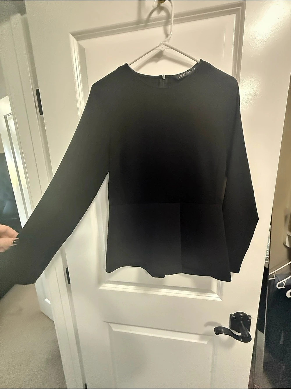 Zara Long Sleeve Blouse in Black Size Medium